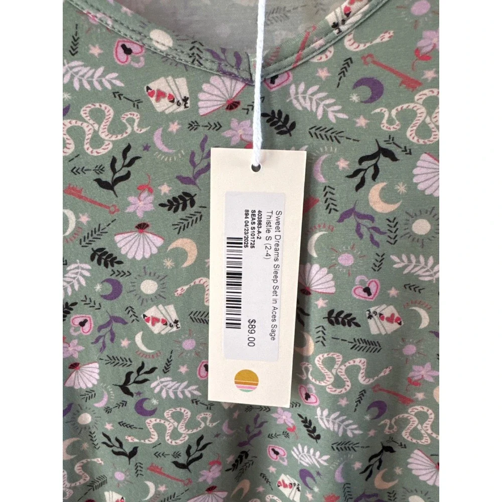 78&Sunny‎ Sweet Dreams Sleep Set Aces Sage Green Mystic Print NWT Size Small